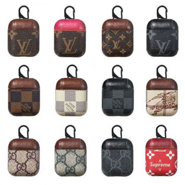 LV ルイヴィトン シュプリーム Supreme コラボ ブランド 革製 Airpods 3/2/1/pro2ケース レザー製 紛失防止 グッチ/Gucci カラビナ付き Burberry/バーバリー 人気 エアーポッズ プロ2/3収納ケース Airpods 1/2/3世代ケース 保護性 携帯便利 メンズ レディーズ