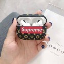 SUPREME LV ブランド Airpods 3/proケース バック型 コラボケース 紛失防止 ルイヴィトン シリコン製 ロゴ Airpods 1/2/3世代ケース シュプリーム 保護性 モノグラム 潮流 エアーポッズ3/プロ収納ケース 軽量 携帯便利 お洒落 メンズ レディーズ 