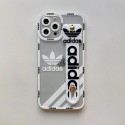 ADIDAS アディダス ブランド iPhone 13 pro/13 pro max/13 miniケース インスタ風  ハンドバンド付 クリアケース モノグラム ジャケット型 アイフォン13/12/11/x/xs/xr/8/7カバー シリコン メンズ レディース