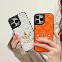 Adidas/アディダス ブランド iphone 14/14 pro/14 pro maxケース レザー トレフォイル柄 モノグラム Trefoil ソフト ジャケット型 激安 アイフォン14/13/12カバー  メンズ レディース