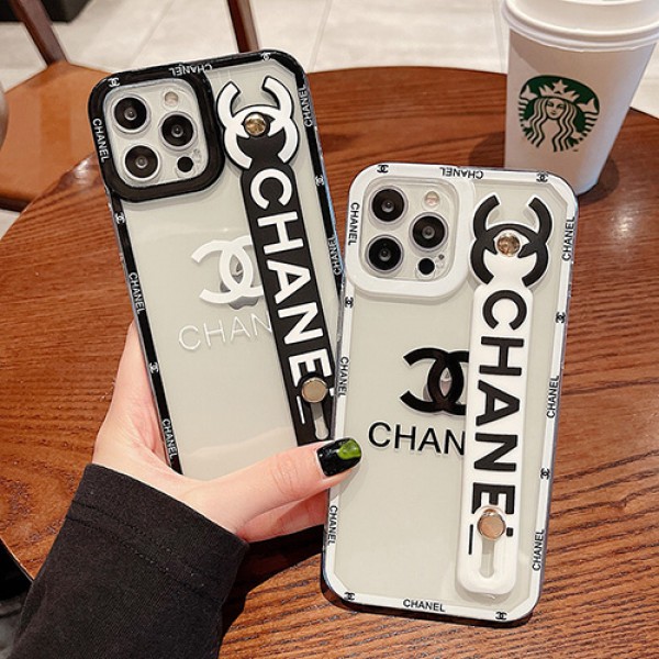 CHANEL シャネル ブランド iPhone 13 pro/13 pro max/13 miniケース ハンドバンド付 クリアケース シリコン モノグラム ジャケット型 アイフォン13/12/11/x/xs/xr/8/7カバー メンズ レディース