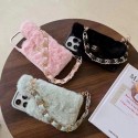 Chanel ブランド iphone14/14 pro/14 pro maxケース 可愛い シャネル ふわふわ レザー 財布型 チェーン付き バング レザー製 収納可能 モノグラム アイフォン14/13/12/11カバー メンズ レディース