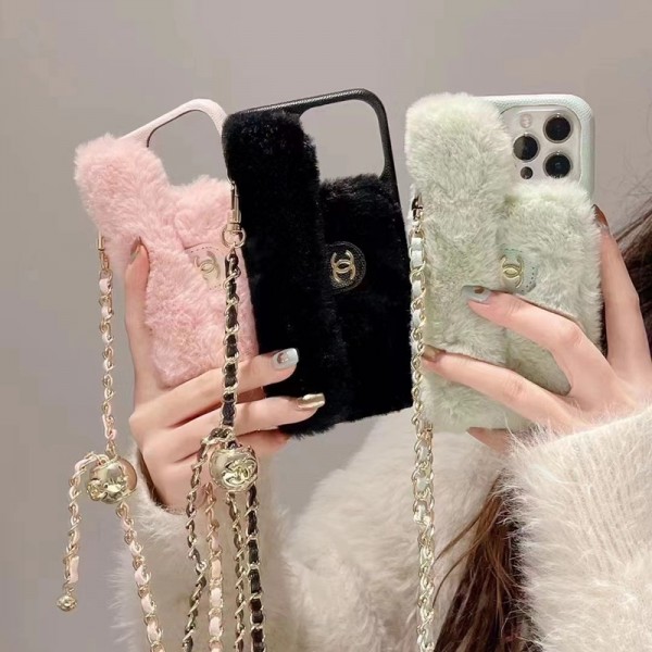 Chanel ブランド iphone14/14 pro/14 pro maxケース 可愛い シャネル ふわふわ レザー 財布型 チェーン付き バング レザー製 収納可能 モノグラム アイフォン14/13/12/11カバー メンズ レディース