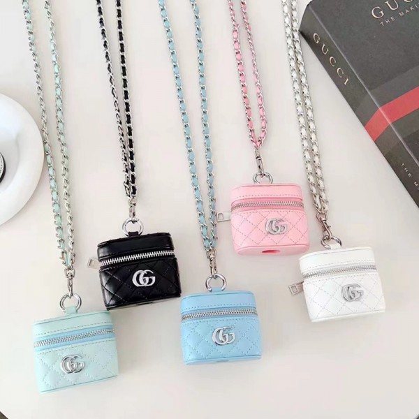 CHANEL YSL GUCCI ブランド Airpods pro2/3/pro/2/1ケース お洒落 革製 バック型 シャネル イブ・サンローラン グッチ 紛失防止 第1/2/3世代 保護性 チェーン付き モノグラム エアーポッズ プロ2/3/2/1ケース 収納便利 メンズ レディーズ