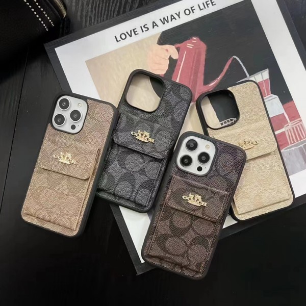 Coach/コーチ iphone 14/14 pro/14 pro maxケース ブランド 激安 カード入れ 馬車柄 モノグラム レザーバング 収納可能 アイフォン14/13/12/11/x/xs/xr/8/7/6カバー 大人気 メンズ レディース