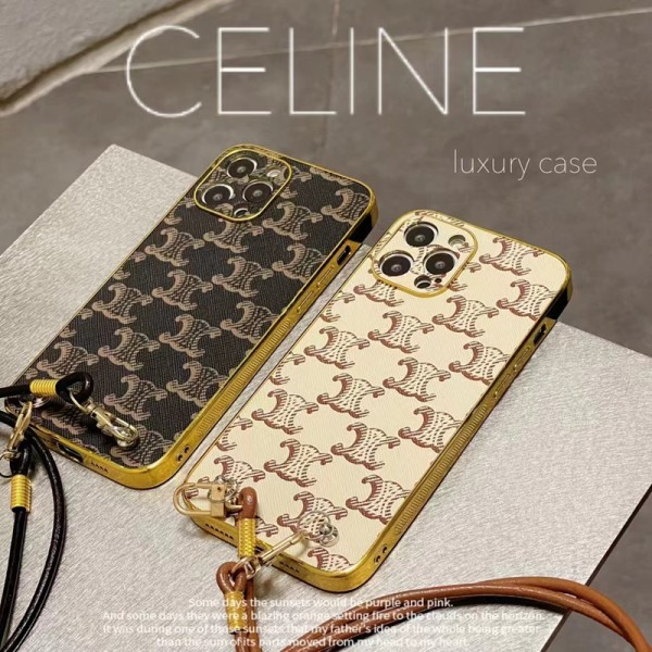 CELINE ブランド iphone 14/14 pro/14 pro max/14 plus/se 第3世代/13/13 pro/13 pro maxケース モノグラム セリーヌ ストラップ ジャケット型 アイフォン14/13/12/11/X/8/7カバー ファッション メンズ レディーズ