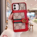 GUCCI ブランド iphone se3/13/13 pro/13 pro max/12/11ケース バッグ型 グッチ レザー製 モノグラム カード収納 シンプル アイフォン13/12/11ケース 大人気 メンズ レディーズ