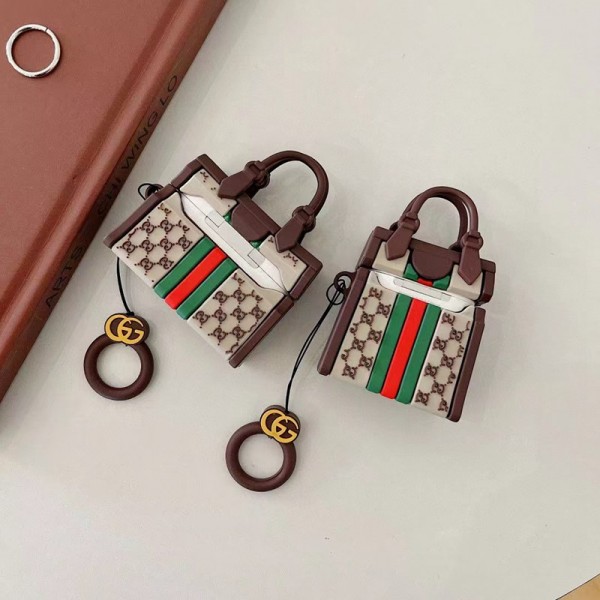 GUCCI グッチ ブランド airpods pro 2/3/pro/2/1ケース かわいい バッグ風 ストラップ付き モノグラム 紛失防止 リング 第1/2/3世代 保護 シリコン製 潮流 エアーポッズ3/プロ2ケース 収納 軽量 便利 メンズ レディーズ