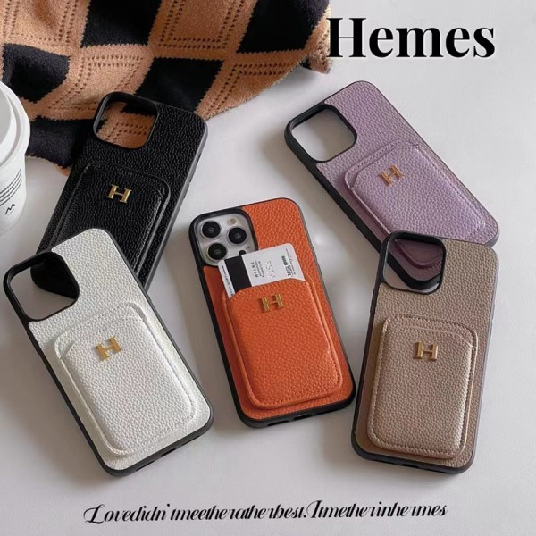 Hermes エルメス ブランド iphone15/14/14 Pro/14 Pro max/14 Plusケース 激安 カード入れ モノグラム レザー製 収納 アイフォン14/13/12/11/x/xs/xr/8/7/6カバー 大人気 メンズ レディース