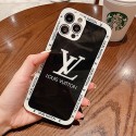 LV ブランド iPhone 13 mini/13 pro/13 pro maxケース 鏡面ガラス型 韓国風 ルイヴィトン ジャケット型 黒白色 アイフォン13/12/11/x/xr/xs/8/7カバー モノグラム 耐衝撃 ファッション メンズ レディース