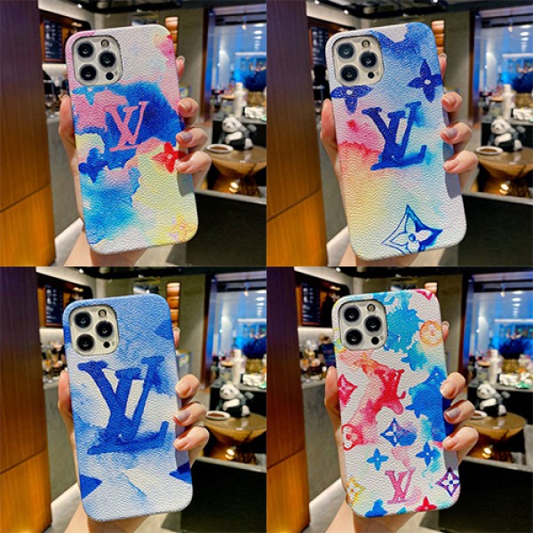 LV ブランド iphone 13/13 pro/13 mini/13 pro maxケース オシャレ ジャケット型 ルイヴィトン 水彩風 モノグラム アイフォン13/12/12 pro/12 pro maxカバー  ファッション IPHONE X/XS/XR/8/7スマホケース メンズ レディース