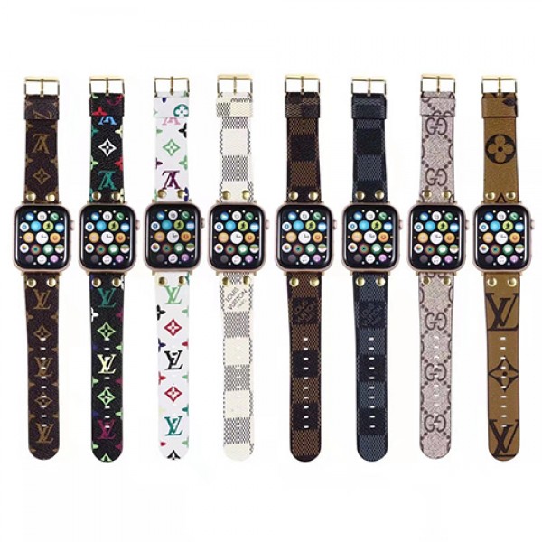 GUCCI/グッチ LV/ルイヴィトン ブランド Apple Watch 8/SE2/7/6/5/4/ultraバンド インスタ風 レザー製 アップル ウォッチ8/7/6/5/4/SEベルト 経典 モノグラム 腕時計ストラップ 大人気 メンズ レディース