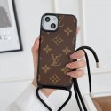 BURBERRY/LV/GUCCI ブランド iphone se3/14/14 pro/14 pro max/13 miniケース オシャレ ストラップ付き ルイヴィトン/グッチ/バーバリー 斜め掛け モノグラム アイフォン14/13/12/11/x/8/7カバー メンズ レディース