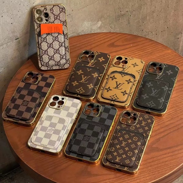 GUCCI/グッチ ブランド  LV/ルイヴィトン iphone 14/14 pro/14 pro max/14 plusケース カード入れ モノグラム レザー ポケット アイフォン14/13/12/11/x/xr/xs/8/7カバー ファッション メンズ レディーズ