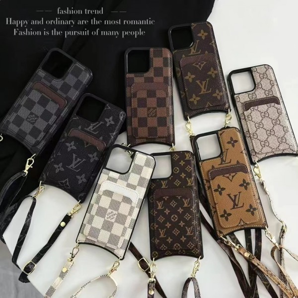 LV/ルイヴィトン ブランド Gucci/グッチ iphone 14/14 pro/14 pro maxケース 激安 カード収納  斜め掛けバッグ風 ストラップ付き 革製カバー モノグラム インスタ風 アイフォン14/13/12/11カバー 大人気 メンズ レディーズ