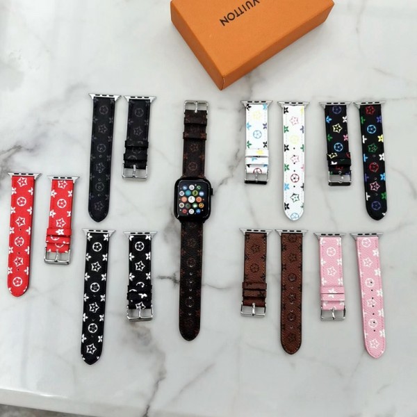 LV/ルイヴィトン ブランド アップルウォッチ8/SE2/Ultra/7バンド かわいい レザー製 モノグラム カラー色 Apple Watch 8/se2/ultra/7/6/se/5/4/3/2/1ベルト腕時計 ストラップ メンズ レディーズ