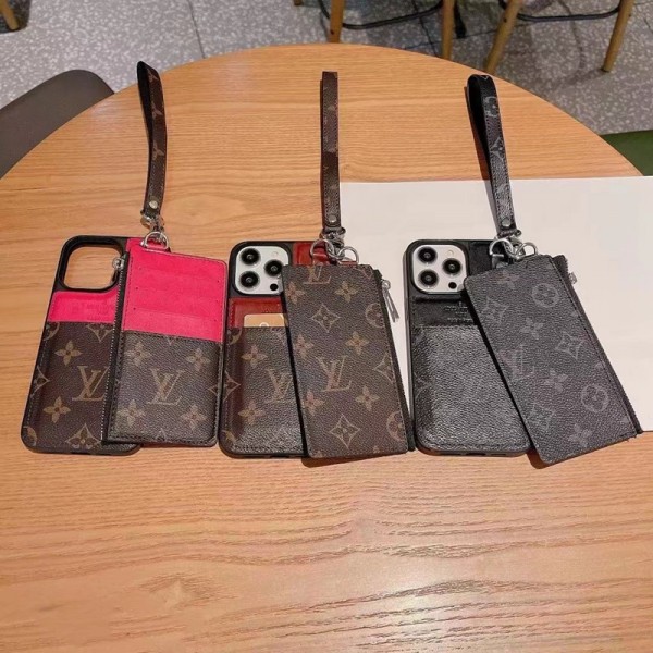 LV ブランド ルイヴィトン iphone 14/14 pro/14 pro maxケース 激安 カード収納 チェーン付き レザー 財布風 モノグラム 落下防止 アイフォン14/13/12/11/se3/x/xs/xr/8 plus/7+カバー 大人気 メンズ レディース