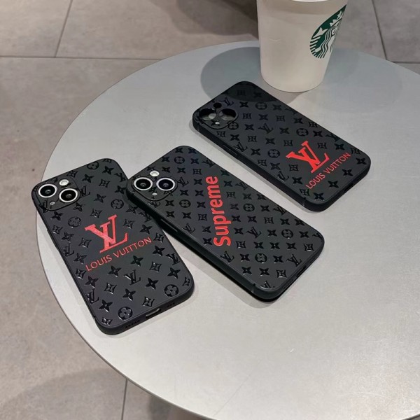 LV/Supreme ルイヴィトン/シュプリーム ブランド iphone 14/14 pro/14 pro maxケース 個性 モノグラム ジャケット型 TPU製 黒色 耐衝撃 アイフォン14/13/12/11/x/xs/xr/8/7カバー 大人気 激安 メンズ レディース