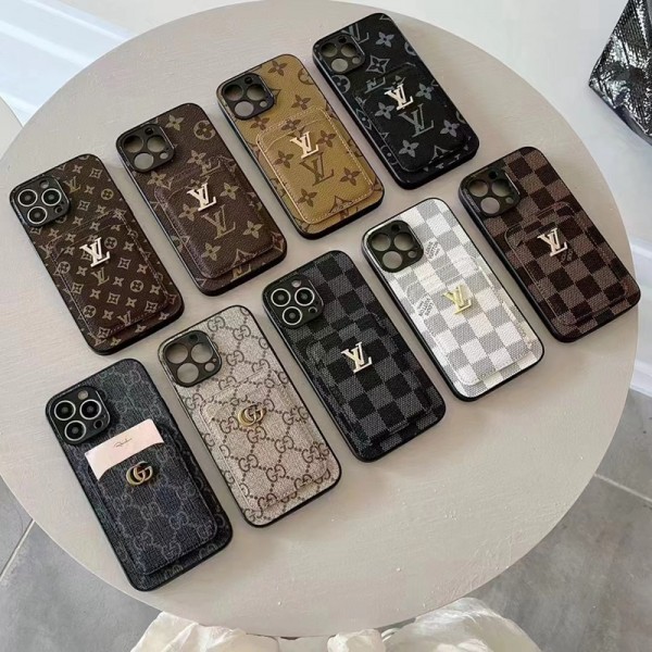 GUCCI/LV ブランド ルイヴィトン/グッチ iPhone 14/14 Pro/14 Pro Maxケース 安い カード収納 レザー製 モノグラム ジャケット型 アイフォン14/14プロ/14プロマックス/13/12/11カバー 芸能人愛用 メンズ レディース