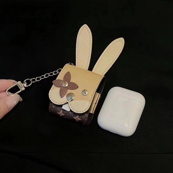 LV ルイヴィトン ブランド Airpods pro2/3/pro/2/1ケース かわいい レザー製 ウサギ柄 バック型 カラビナ付き 兎 モノグラム 紛失防止 エアーポッズ3/プロ2/2/1ケース 保護性 ファッション メンズ レディーズ