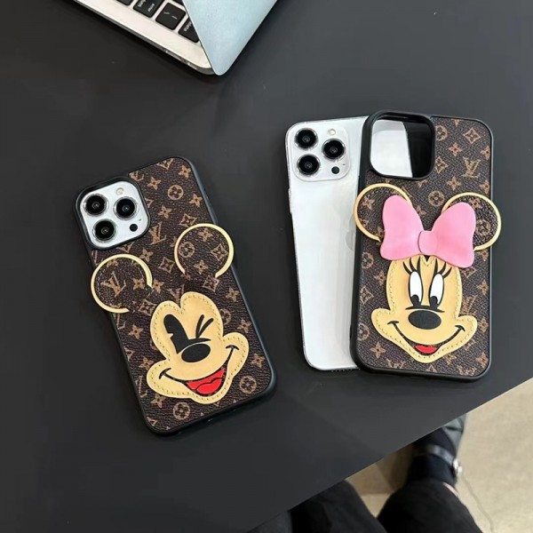 LV ブランド iPhone 14/14 Pro/14 Pro Maxケース オシャレ ルイヴィトン カード入れ ディズニー ミッキーマウス柄 レザー ミニーマウス モノグラム ジャケット 激安 アイフォン14/14プロ/14プロマックス/13/12/11カバー ファッション メンズ レディース