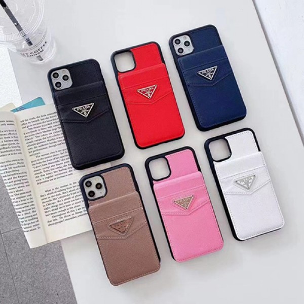 Prada/プラダ ブランド iphone15/ 14/14 pro/14 pro max/14 plus/13 miniケース レザー製 カード収納 スタンド機能 経典 アイフォン14/13/12/11/x/8/7カバー 安い 女性愛用 ファッション メンズ レディーズ