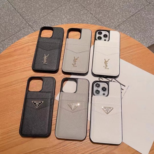 YSL ブランド Prada プラダ iphone15 14/14 Pro/14 Pro Maxケース 激安 カード入り レザー Yves Saint Laurent イヴ･サンローラン 収納可能 モノグラム バッグ スタンド機能 アイフォン15/14/13/12/11/x/xs/xr/8/7カバー ファッション メンズ レディース