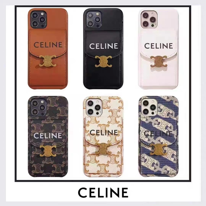 Celine ブランド iphone14/14Pro/14Pro maxケース セリーヌ カード入り レザー 背面バッグ モノグラム galaxy s23/s23 plus/s23 ultra/note20ケース 激安 アイフォン14/13/12/11/x/xs/xr/8/7カバー ファッション メンズ レディース