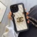 CHANEL/シャネル ブランド iphone 14/14 pro/14 pro max/14 plusケース 個性 レザー モノグラム チェーン付き 斜め掛け 安い アイフォン14/13/12/11/X/XS/XR/8/7カバー ファッション メンズ レディース