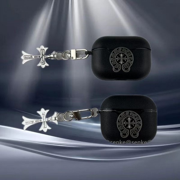 Chrome Hearts クロムハーツ ブランド AirPods Pro 2/3/Pro/2/1ケース 十字形 ストラップ付き 金属 きらきら エアーポッズ1/2/3/プロ2カバー 紛失防止 第1/2/3世代 収納便利 保護性 軽量携帯 メンズ レディース