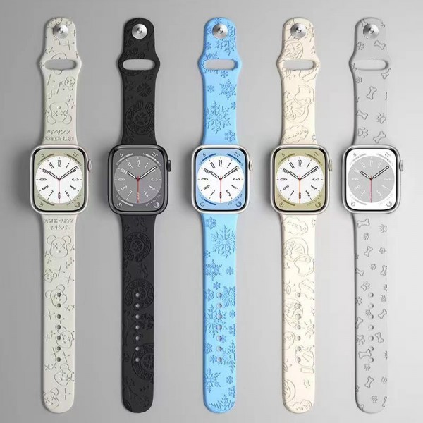 Chrome Hearts クロムハーツ Kaws カウズ ブランド Apple Watch 8/SE2/ultra/7バンド かわいい ドラえもん柄 シリコン 雪花 アップルウォッチ8/se2/ultra/7/se/6/5/4/3/2/1ベルト 腕時計 ストラップ 高級 人気 メンズ レディース