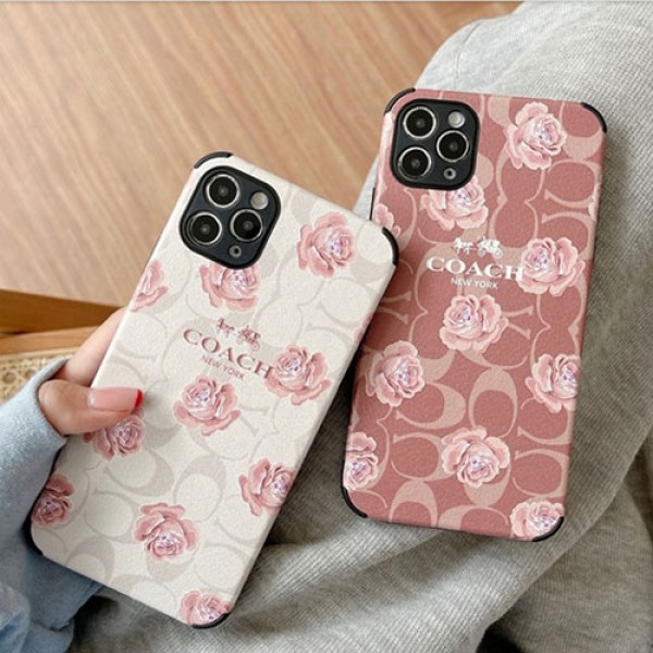 COACH ブランド コーチ iphone 13/13 pro/13 pro maxケース インスタ風 花 ジャケット型 モノグラム 四角保護 アイフォン13/12/11/x/xr/xs/xs/8/7カバー メンズ レディース