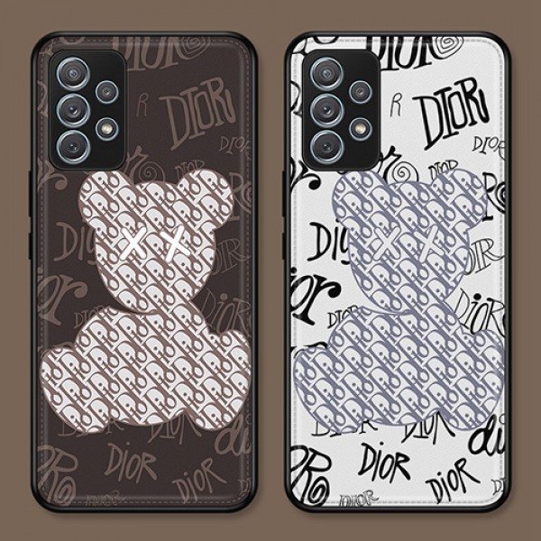 kaws DIOR ブランド iphone 14/14 pro/14 pro max/14 plusケース 激安 カウズ ディオール 熊柄  Galaxy A33/A53/A72/A52カバー ジャケット型 オリジナル ファッション メンズ レディース