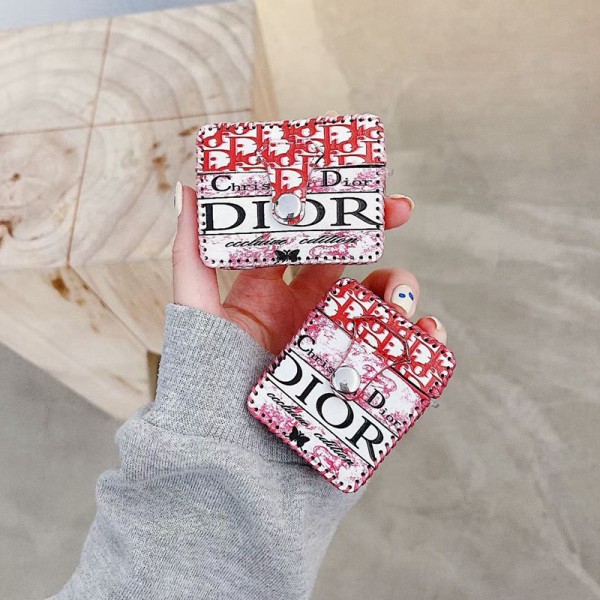 DIOR ブランド Airpods pro2/3/pro/2/1ケース お洒落 ディオール レザー製 ボタン付き モノグラム 第1/2/3世代 収納 エアーポッズプロ2/3カバー 保護性 軽量 紛失防止 メンズ レディーズ 