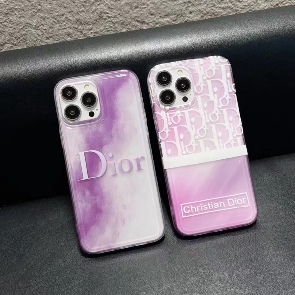 DIOR ブランド ディオール iphone 14/14 pro/14 pro maxケース 激安 クリアケース パープル色 きらきら モノグラム アイフォン14/13/12/11カバー ファッション メンズ レディーズ