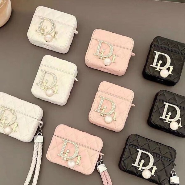 Dior ハイブランド airpods pro 2/3/pro/2/1ケース 芸能人愛用 ディオール バッグ風 レザー製 ストラップ付き 紛失防止 エアーポッズ プロ2/3/2/1カバー 保護性 大人気 メンズ レディース 