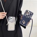 DIOR/ディオール ブランド iphone 14/14 pro/ 14 pro maxケース インスタ風 チェーン付き カード 収納可能 レザー 斜めがけ アイフォン14/13/12/11カバー 激安 ファッション メンズ レディース