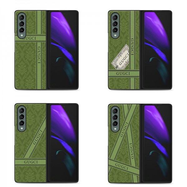 グッチ ハイブランド Galaxy Z Fold3/W21/W20ケース Gucci 背面レザー 折りたたみ スマホケース モノグラム 花柄 オリジナル モノグラム ギャラクシー Fold2/Foldカバー メンズ レディース