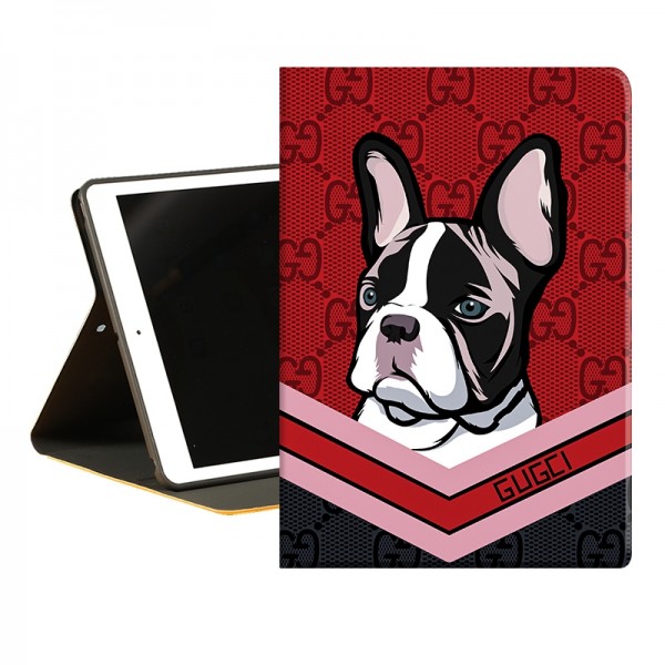 グッチ GUCCI ブランド ipad mini 6/9/pro 2020/2021ケース お洒落 パグ犬柄 アイポッド ミニ 6/9カバー 手帳型 モノグラム レザー 第 9/8/7世代 ins風 スタンド付き 潮流 芸能人愛用 メンズ レディーズ 