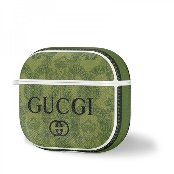 Gucci/グッチ ブランド 革製 Airpods 3/2/1/pro2ケース レザー製 モノグラム柄 紛失防止 カラビナ付き 人気 エアーポッズ プロ2/3収納カバー 第1/2/3世代 保護性 携帯便利 メンズ レディーズ