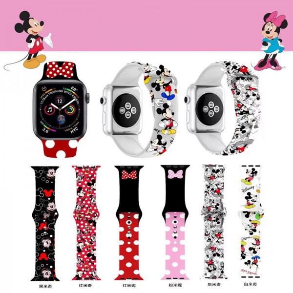 GUCCI/グッチ ディズニー ブランド アップルウォッチ 8/SE2/ultra/7バンド 経典 ミッキーマウス ミニーマウス ベルト Apple Watch 8/7/6/SE/5/4/SE2/3/2/1ストラップ 人気 シリコン製 オシャレ 大人気 芸能人愛用 メンズ レディース