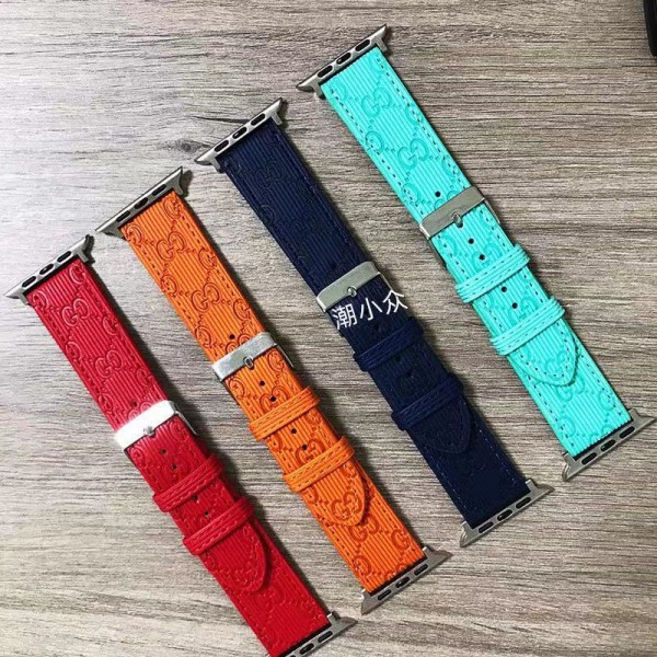 GUCCI グッチ ブランド アップル ウォッチ8/se2/ultra/7ハンド かわいい モノグラム コーデュロイ柄 レザー Apple Watch 8/SE2/Ultra/7/6/SE/5/4/3/2ベルト 腕時計 ストラップ ファッション メンズ レディース