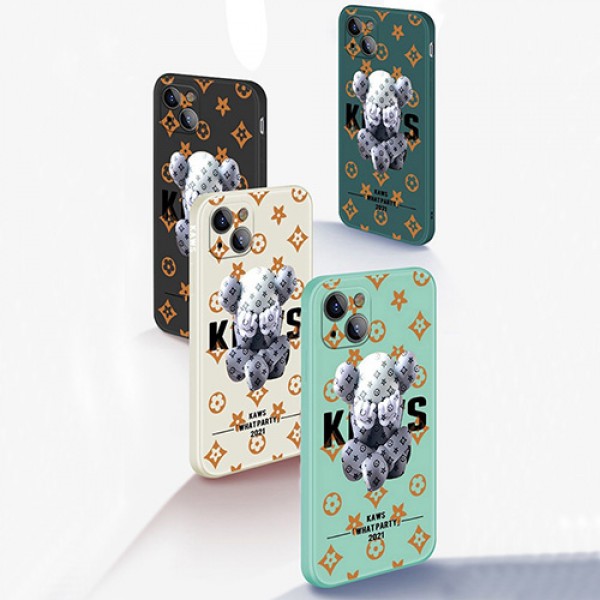 KAWS: WHAT PARTY  ブランド LV コラボ iphone 13/13 pro/13 mini/13 pro maxケース カウズ 韓国風 ルイヴィトン 熊柄 ジャケット型 モノグラム アイフォン13/12 pro max/11/X/XS/XR/8/7カバー ファッション メンズ レディーズ