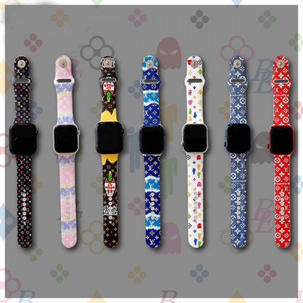 Supreme/シュプリーム LV/ルイヴィトン コラボ ブランド Apple Watch Series 8/se2/ultra/7バンド アップルウォッチ8/7/6/4/3/SE2ベルト 上品 腕時計 シリコン ケース 人気ストラップ 高級 人気 メンズ レディース