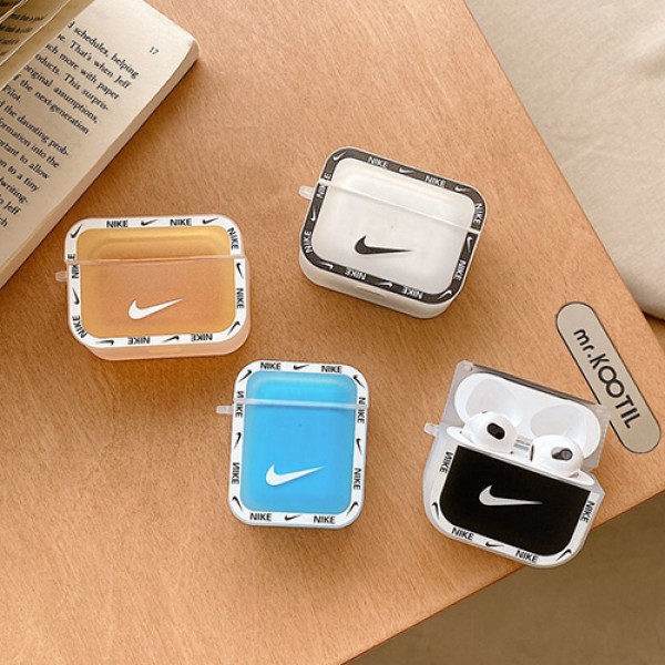 ナイキ ブランド AirPods 3/Pro2/2/1ケース 紛失防止 かわいい NIKE エアーポッズ1/2/3/プロ2カバー クリアケース 第1/2/3世代 収納便利 保護性 airpods pro/3潮流ケース 軽量携帯 メンズ レディース