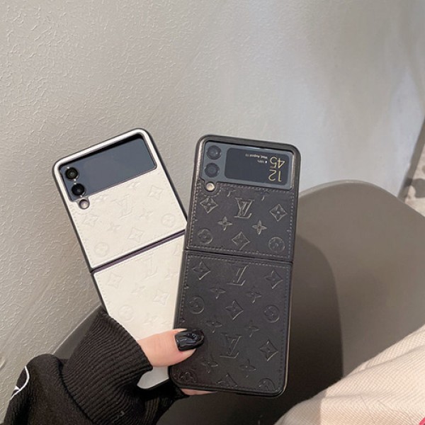 LV/ルイヴィトン ブランド Galaxy Z Filp3ケース 背面レザー 折りたたみ スマホケース モノグラム オリジナル モノグラム ギャラクシーFilp3カバー メンズ レディース