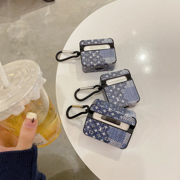 LV/ルイヴィトン ブランド Airpods pro2/3/2/1ケース 保護 エアーポッズ 3/プロ2カバー モノグラム デニム柄 カラビナ付き 第3/2/1世代 ハイブランド 落下防止 軽量 紛失防止 便利 メンズ レディース