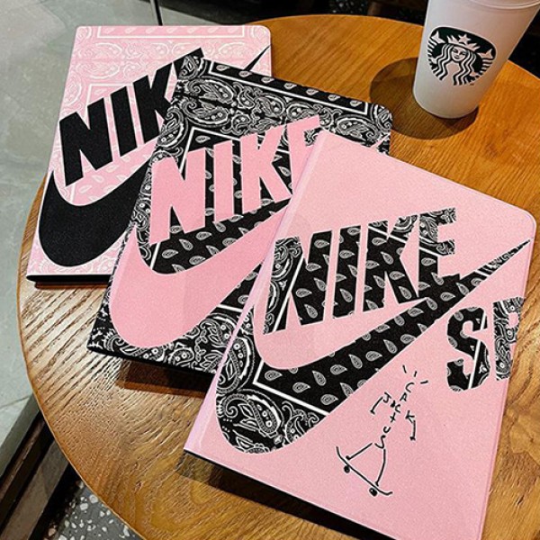 NIKE ipad mini 6/9/pro 2021/2020ケース ブランド ナイキ 12.9/11inch ペンスロット付 激安 レザー製 黒白柄 全機種対応 モノグラム 手帳型 Nike アイパッドプロ/ミニ 6/5/4カバー 9.7インチ メンズ レディース