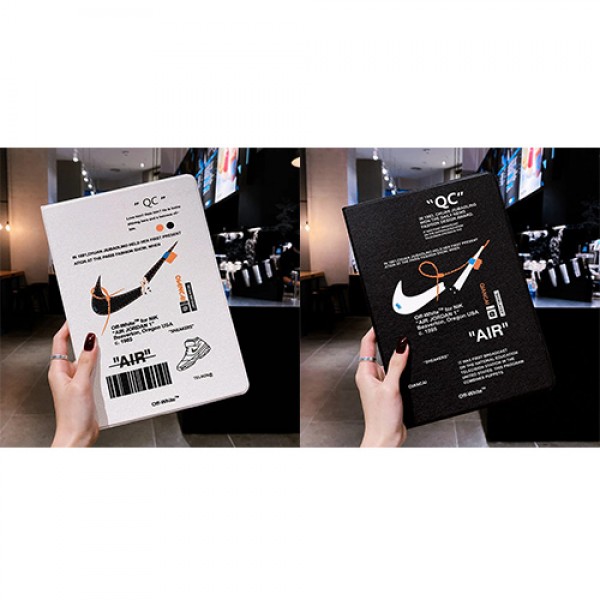 Air Jordan NIKE ブランド ipad mini 6/9/pro 2020/2021ケース 手帳型 ナイキ オフホワイト シンプル エアジョーダン レザー OFF-WHITE アイポッド ミニ 6/9カバー モノグラム 大人気 第9/8/7世代 iPad Air4/3/2カバー 11/12.9inches スタンド付き 質感 保護 メンズ レディーズ