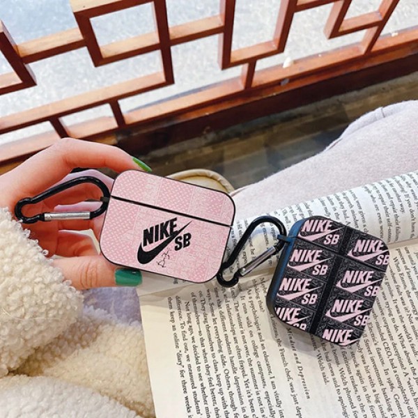 NIKE ナイキ ブランド AirPods 3/2/1/Pro2ケース スポーツ風 紛失防止 第1/2/3世代 SB エアーポッズ1/2/3/プロ2カバー カラビナ付き シリコンケース 収納便利 保護 メンズ レディース